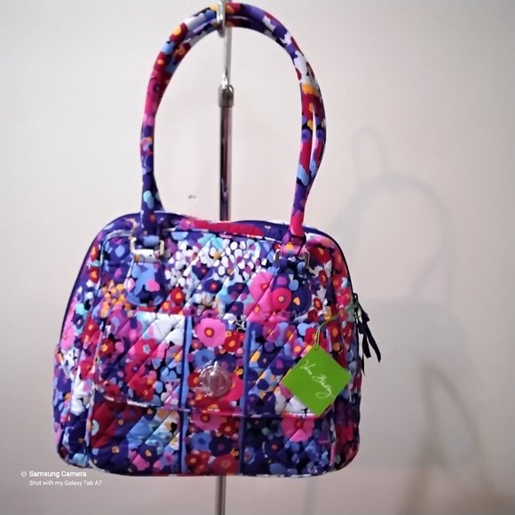Vera Bradley Quilted Satchel Multi-Color Impressionista Silver Turn Lock NWT - Picture 1 of 7